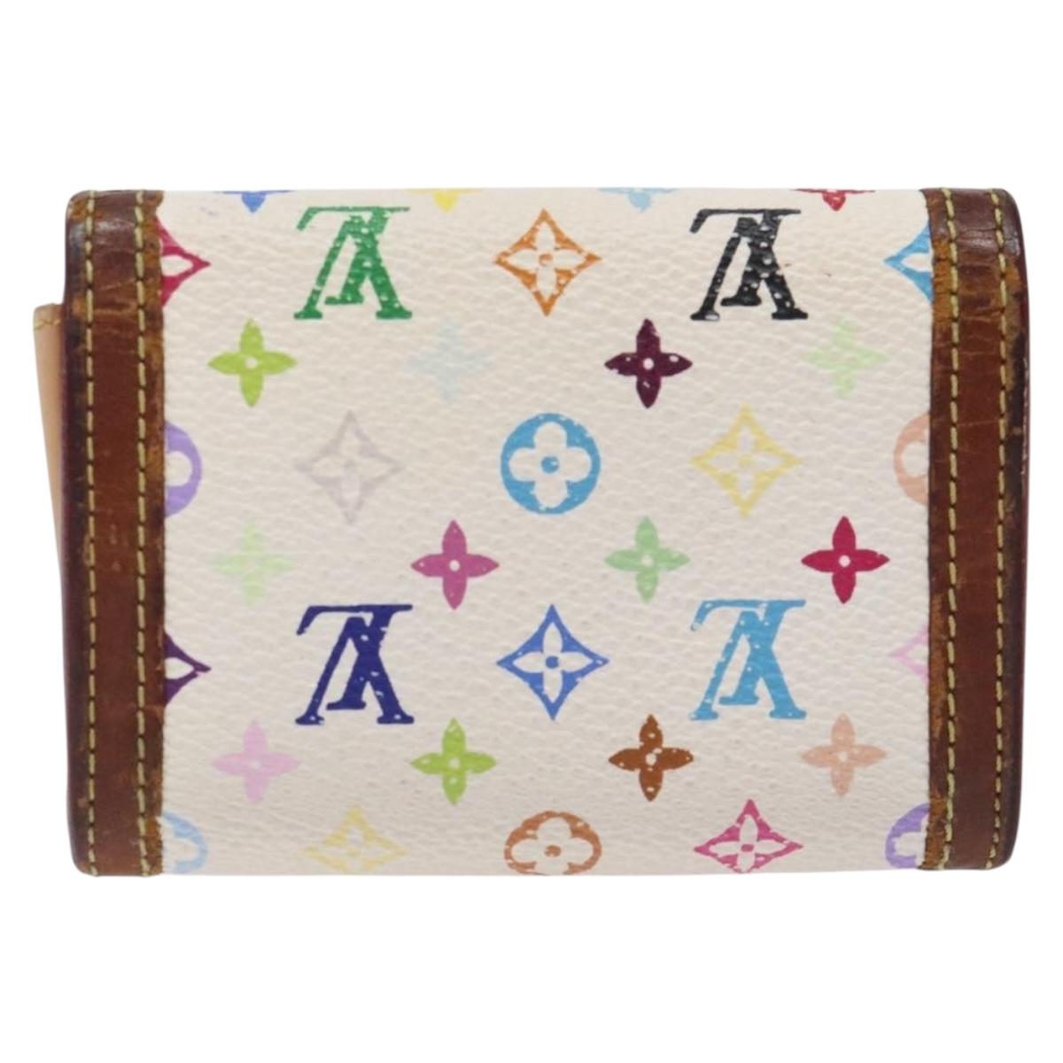 LOUIS VUITTON Multicolor Porte Monnaie Pla Purse White M92657 Auth 132771