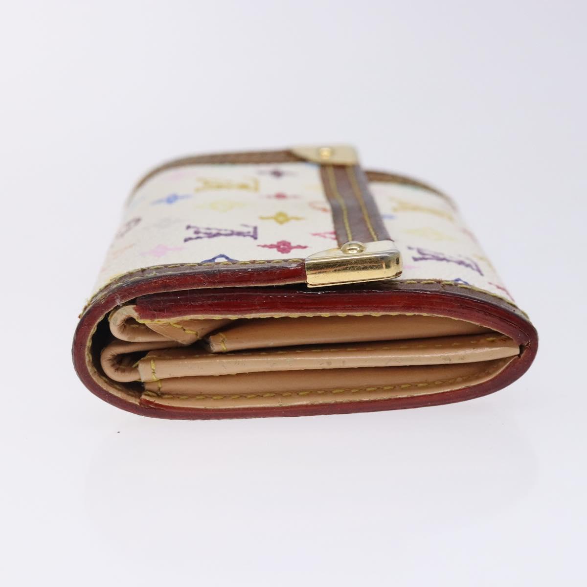 LOUIS VUITTON Multicolor Porte Monnaie Pla Purse White M92657 Auth 132771