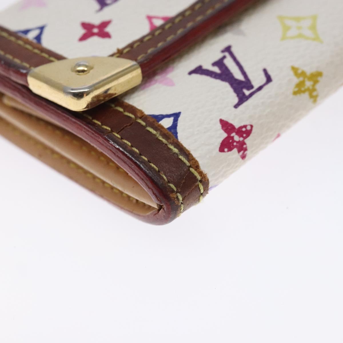 LOUIS VUITTON Multicolor Porte Monnaie Pla Purse White M92657 Auth 132771
