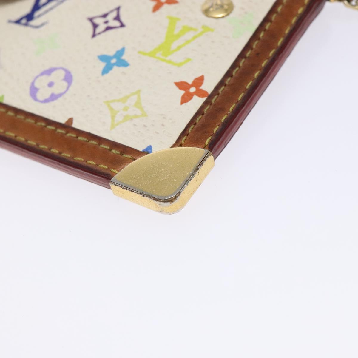 LOUIS VUITTON Multicolor Pochette Cles Coin Purse White M92655 LV Auth 132772