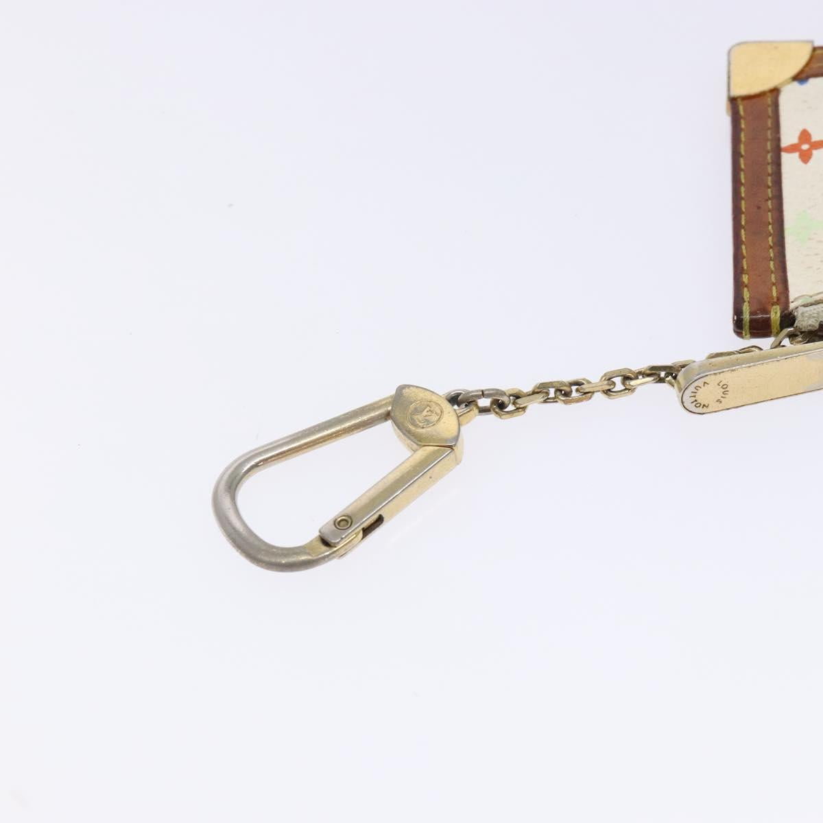 LOUIS VUITTON Multicolor Pochette Cles Coin Purse White M92655 LV Auth 132772