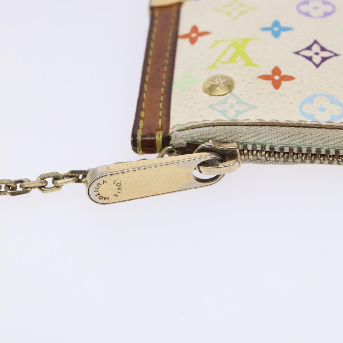 LOUIS VUITTON Multicolor Pochette Cles Coin Purse White M92655 LV Auth 132772