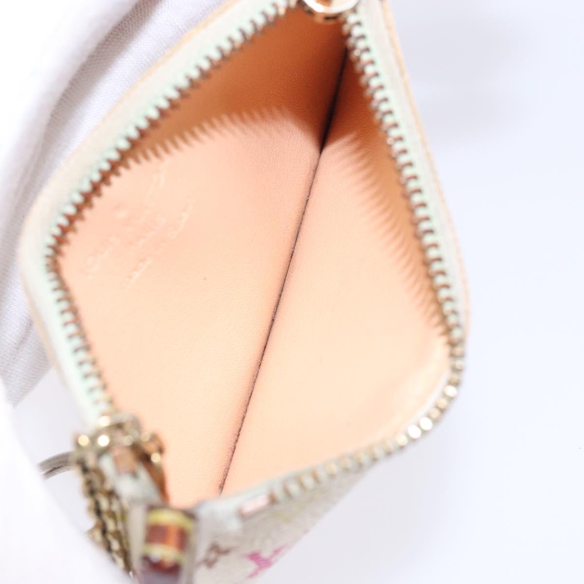 LOUIS VUITTON Multicolor Pochette Cles Coin Purse White M92655 LV Auth 132772