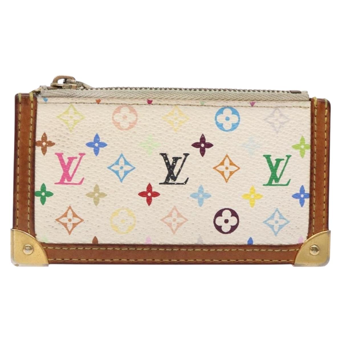 LOUIS VUITTON Multicolor Pochette Cles Coin Purse White M92655 LV Auth 132772