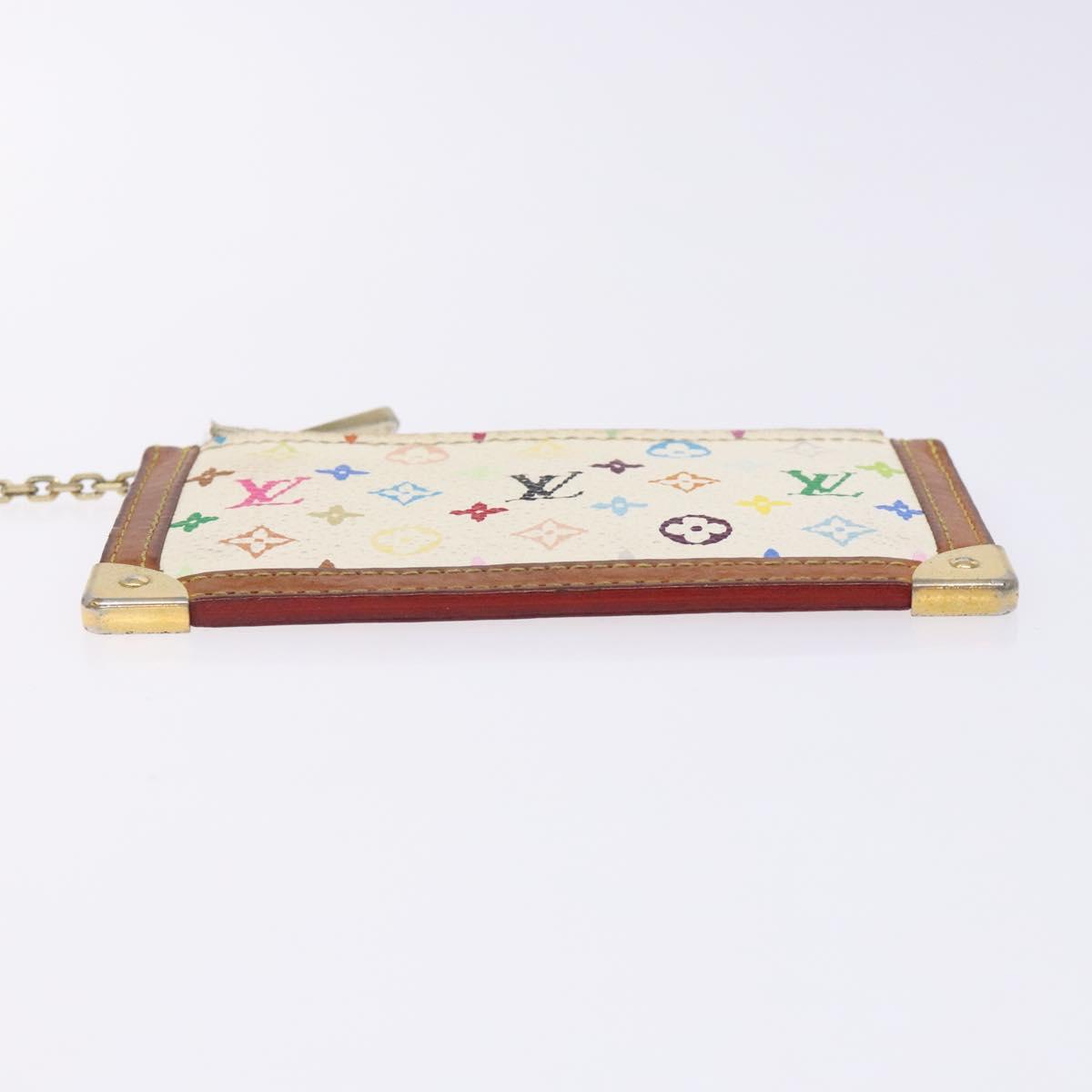 LOUIS VUITTON Multicolor Pochette Cles Coin Purse White M92655 LV Auth 132772