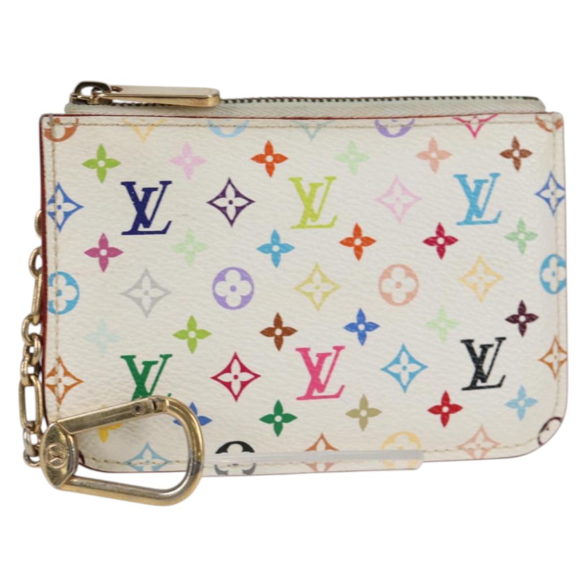 LOUIS VUITTON Monogram Multicolor Pochette Cles NM White M93734 LV Auth 132775V