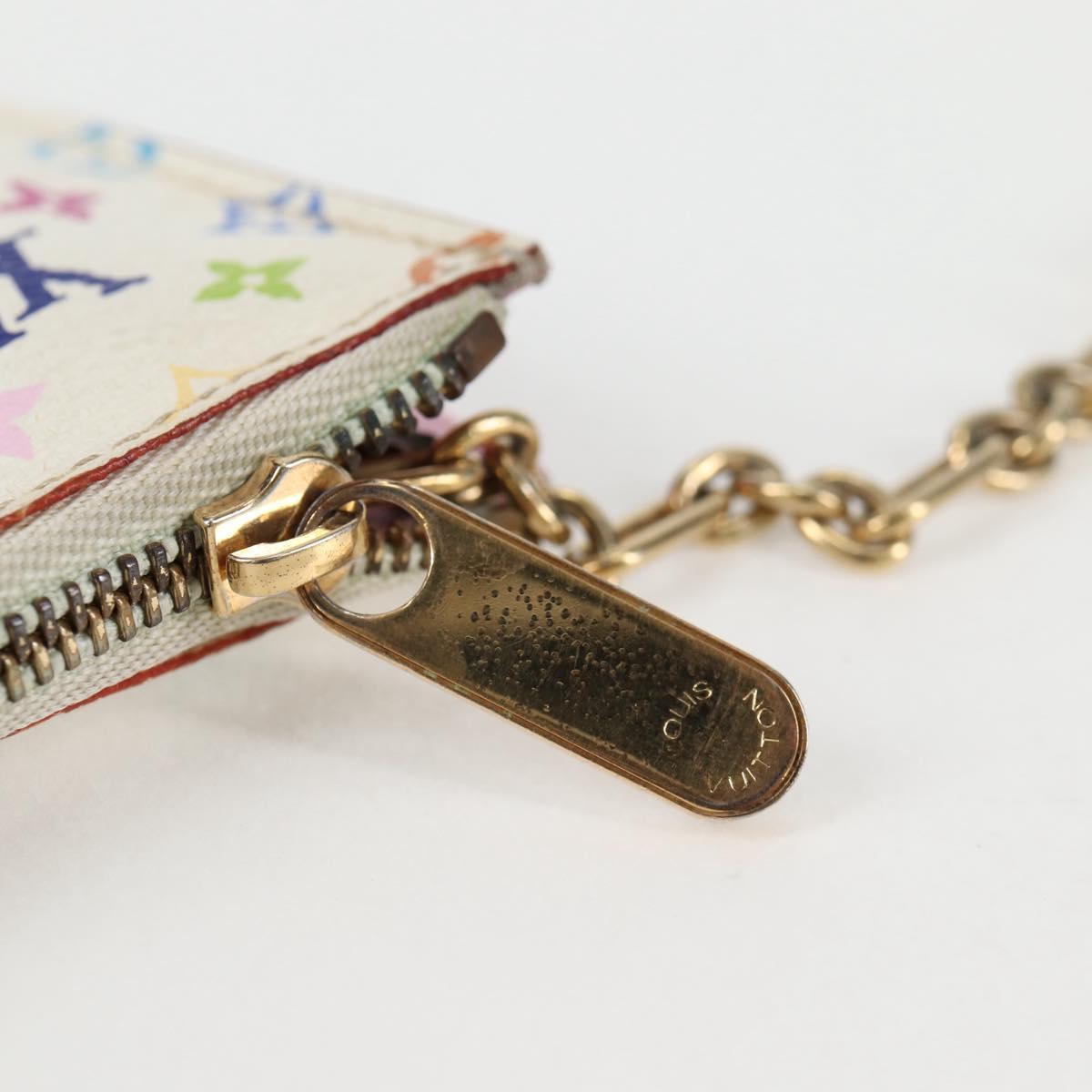 LOUIS VUITTON Monogram Multicolor Pochette Cles NM White M93734 LV Auth 132775V