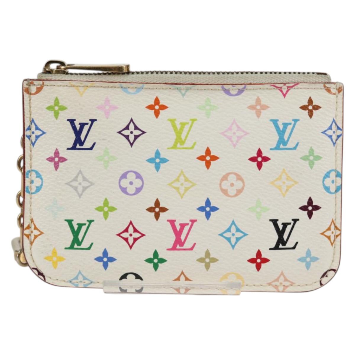 LOUIS VUITTON Monogram Multicolor Pochette Cles NM White M93734 LV Auth 132775V