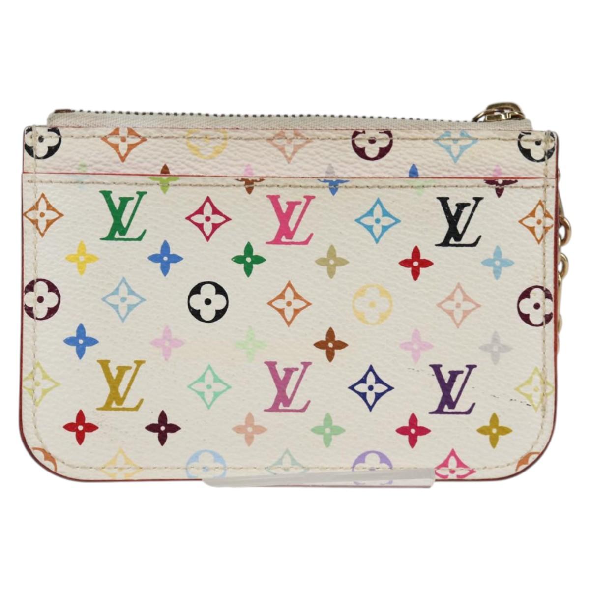 LOUIS VUITTON Monogram Multicolor Pochette Cles NM White M93734 LV Auth 132775V