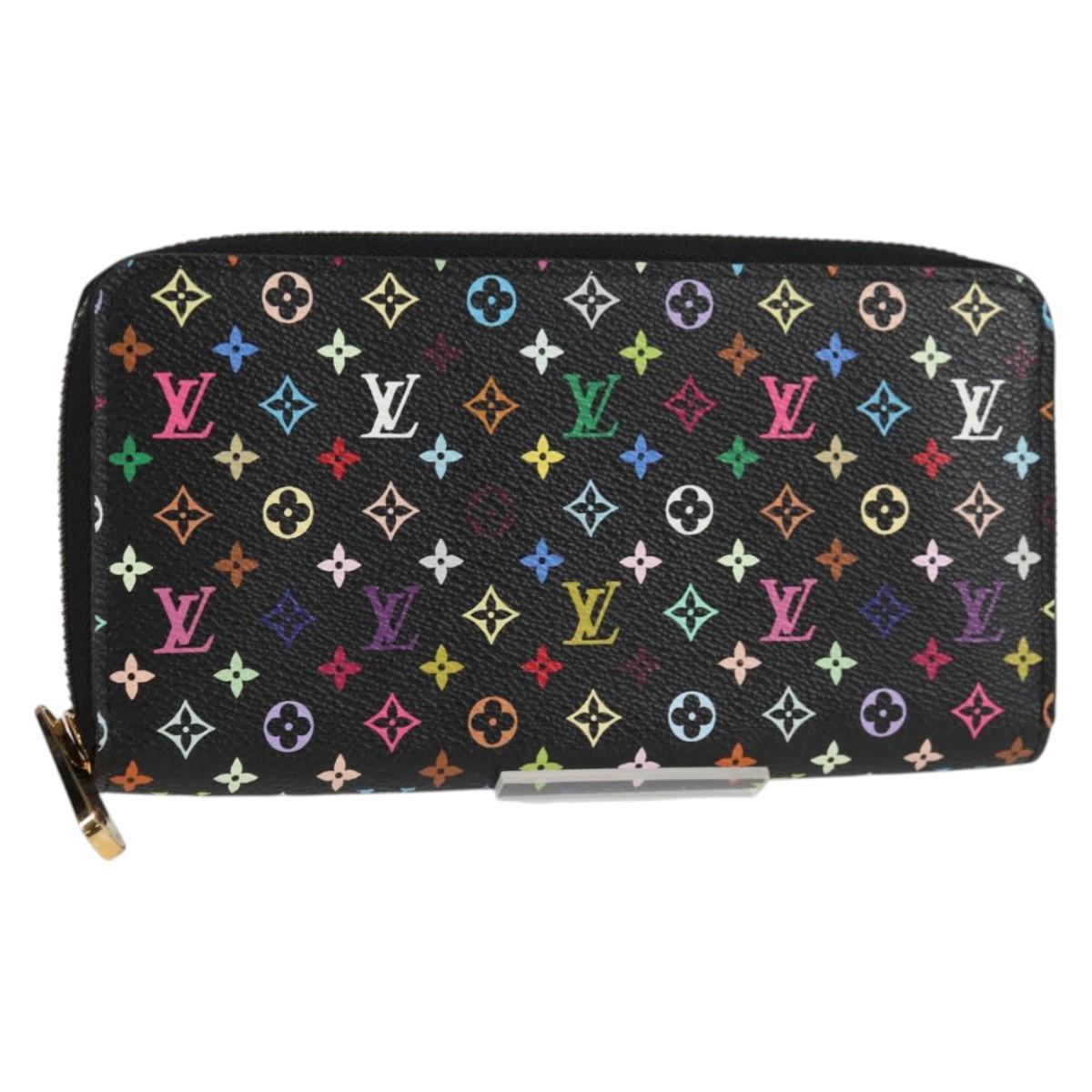 LOUIS VUITTON Monogram Multicolor Zippy Wallet Long Black M60243 LV Auth 132782V