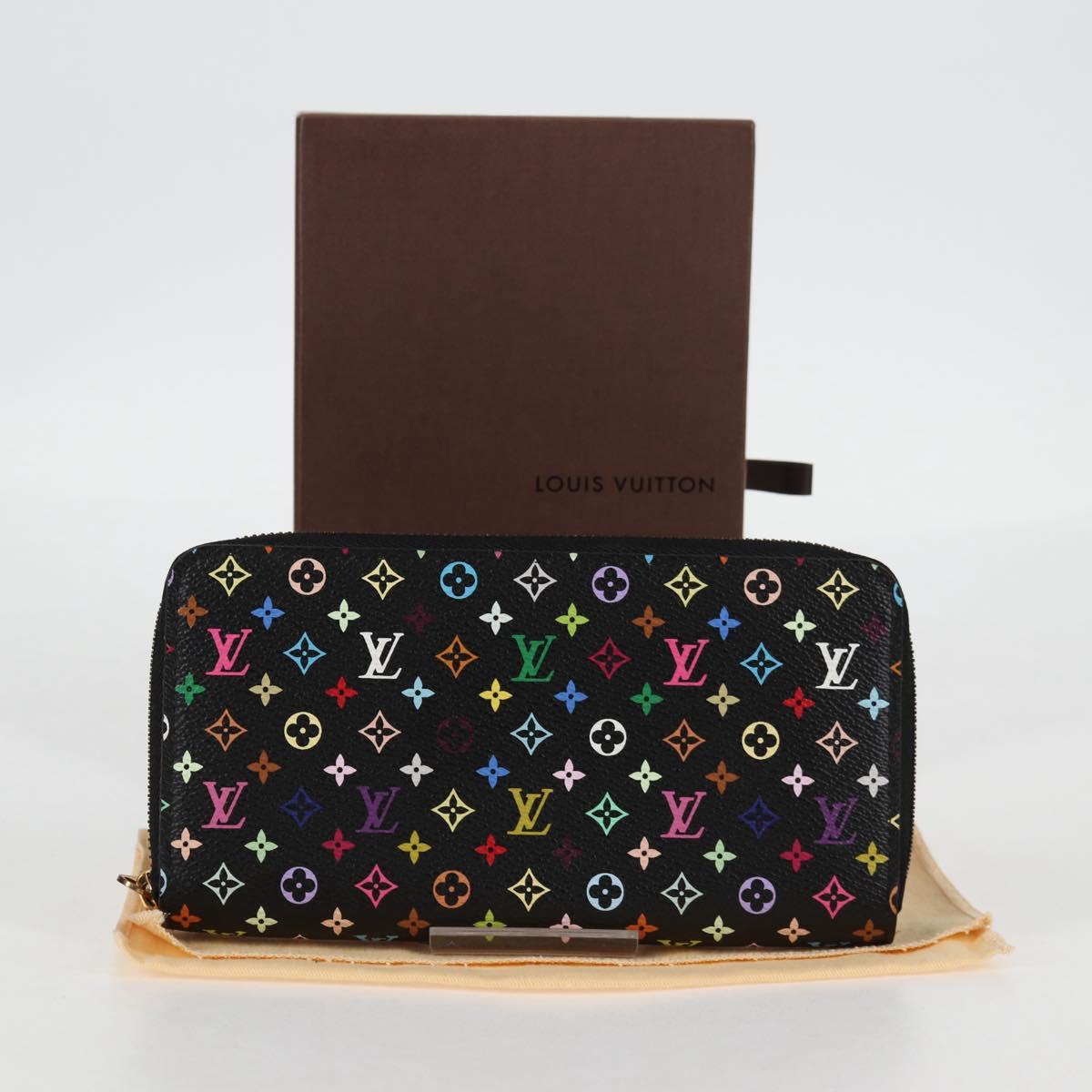 LOUIS VUITTON Monogram Multicolor Zippy Wallet Long Black M60243 LV Auth 132782V