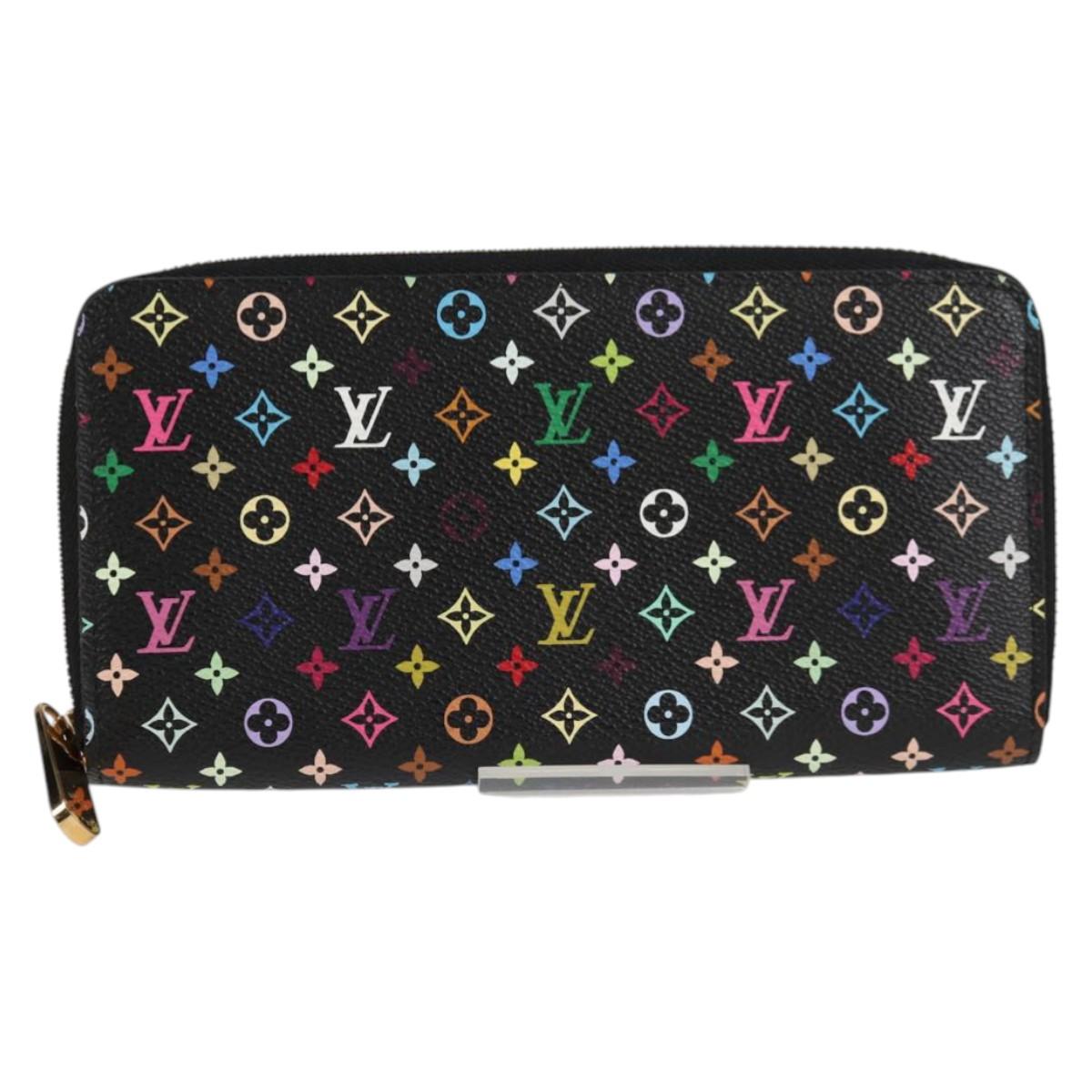 LOUIS VUITTON Monogram Multicolor Zippy Wallet Long Black M60243 LV Auth 132782V