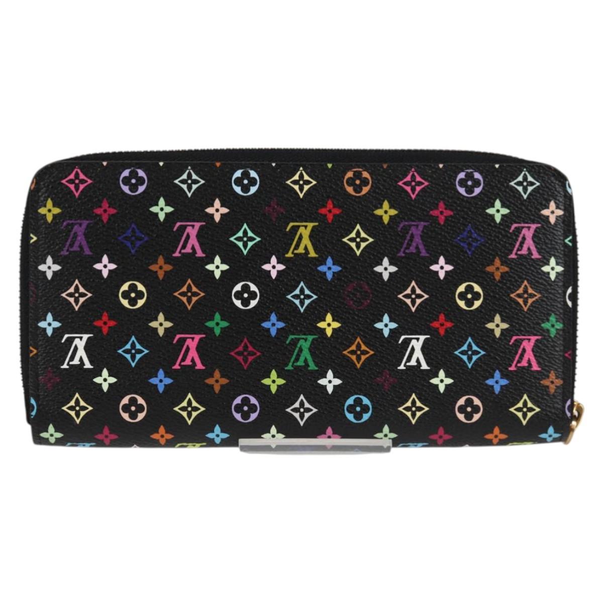 LOUIS VUITTON Monogram Multicolor Zippy Wallet Long Black M60243 LV Auth 132782V