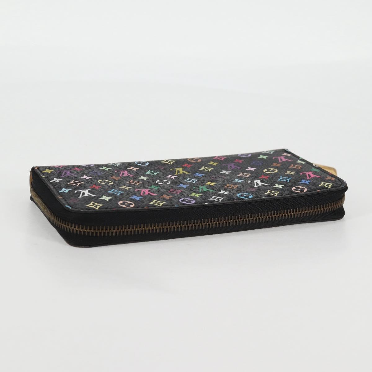 LOUIS VUITTON Monogram Multicolor Zippy Wallet Long Black M60243 LV Auth 132782V
