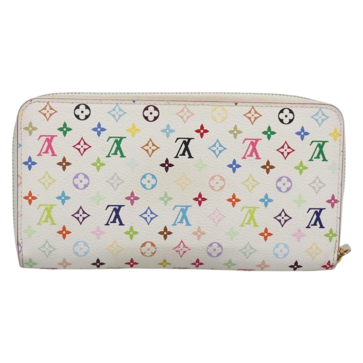 LOUIS VUITTON Monogram Multicolor Zippy Wallet White M60241 LV Auth 132797