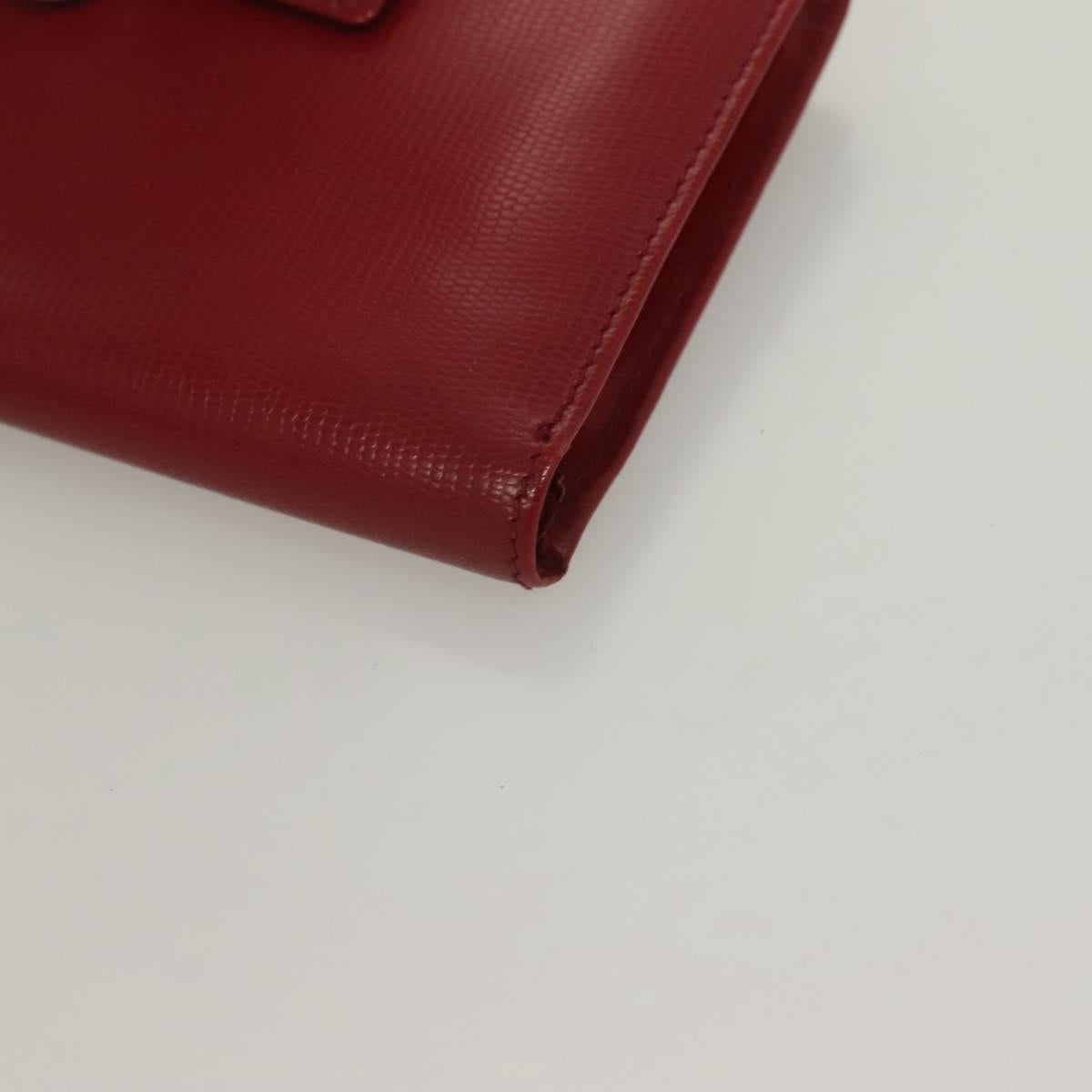 CELINE Compact Wallet Leather Red Gold Auth 132803