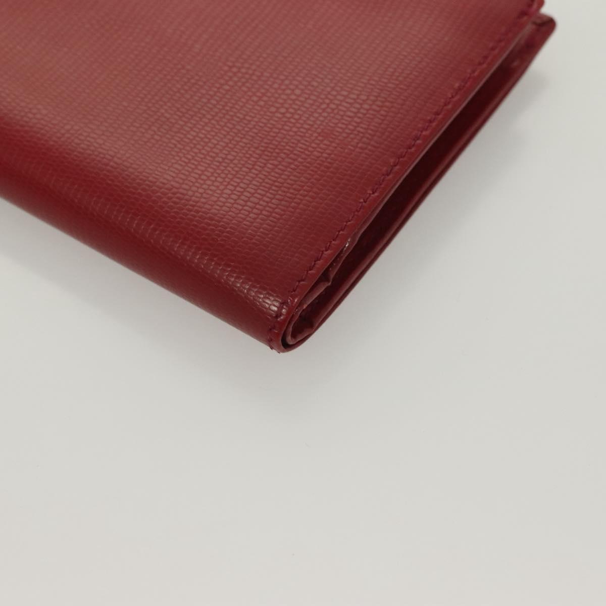CELINE Compact Wallet Leather Red Gold Auth 132803