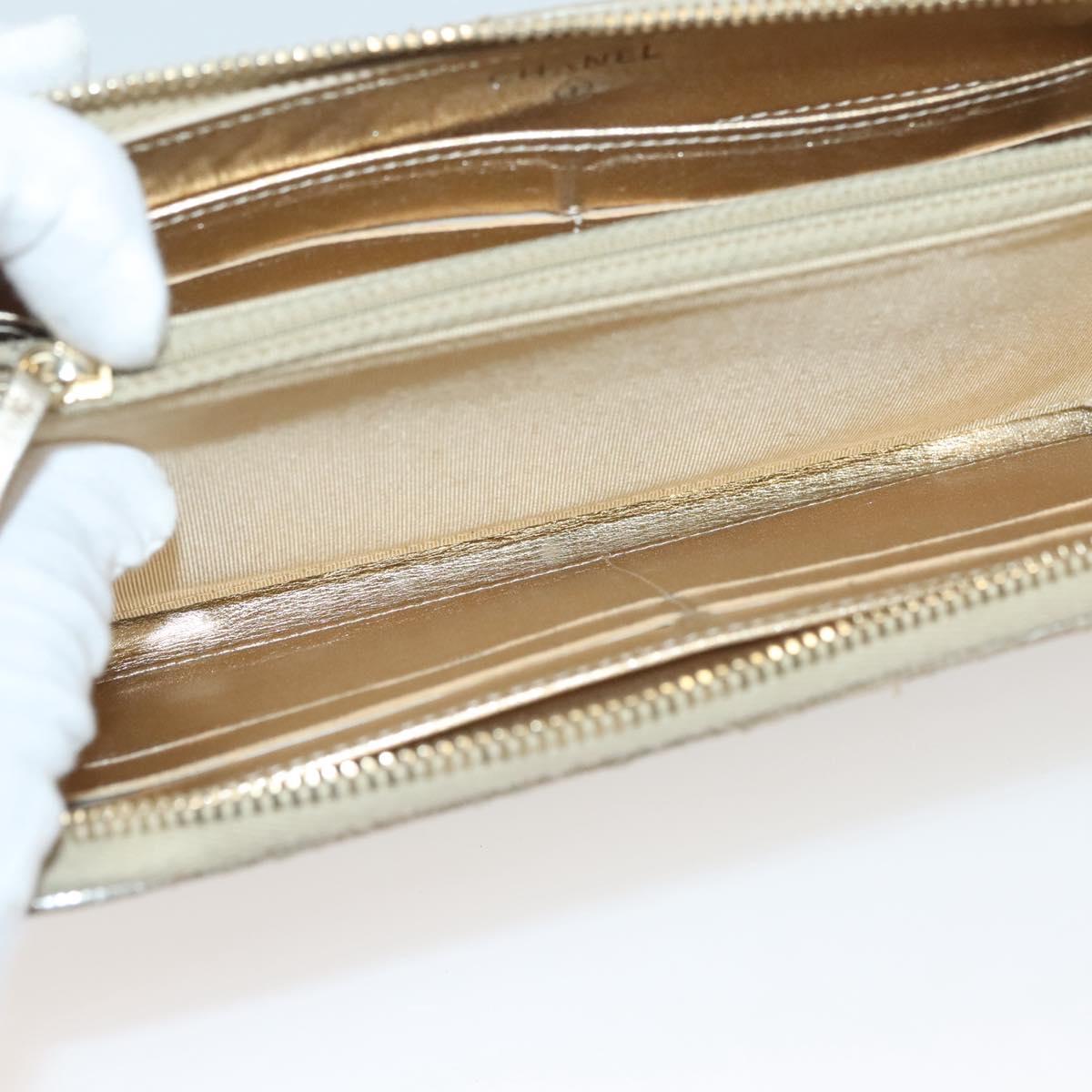 CHANEL Matelasse Long Wallet Leather Silver CC Auth 132807