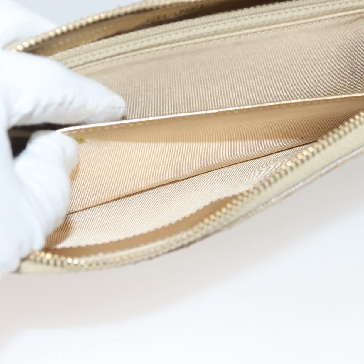 CHANEL Matelasse Long Wallet Leather Silver CC Auth 132807