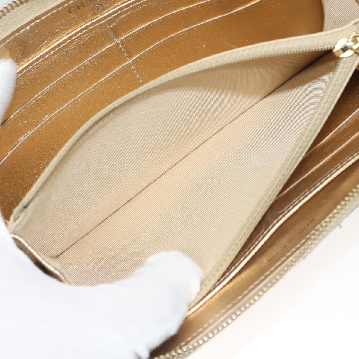 CHANEL Matelasse Long Wallet Leather Silver CC Auth 132807