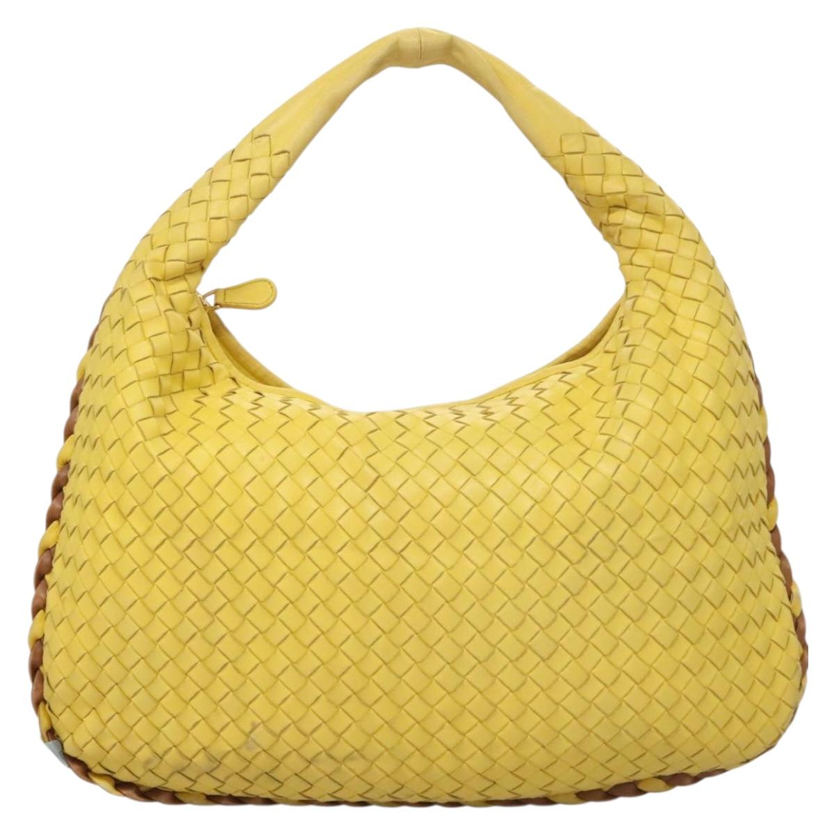 BOTTEGA VENETA INTRECCIATO Hobo Bag Leather Yellow Gold 115653 Auth 132816