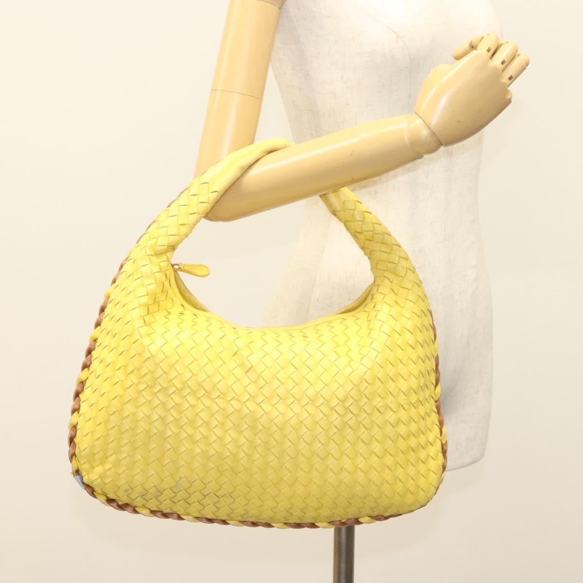 BOTTEGA VENETA INTRECCIATO Hobo Bag Leather Yellow Gold 115653 Auth 132816