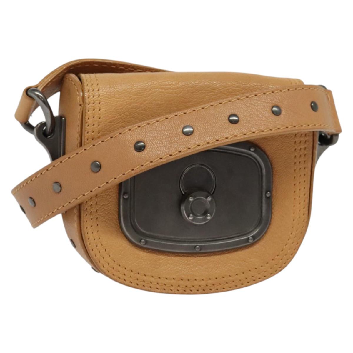 CELINE Shoulder Bag Leather Brown Auth 132824