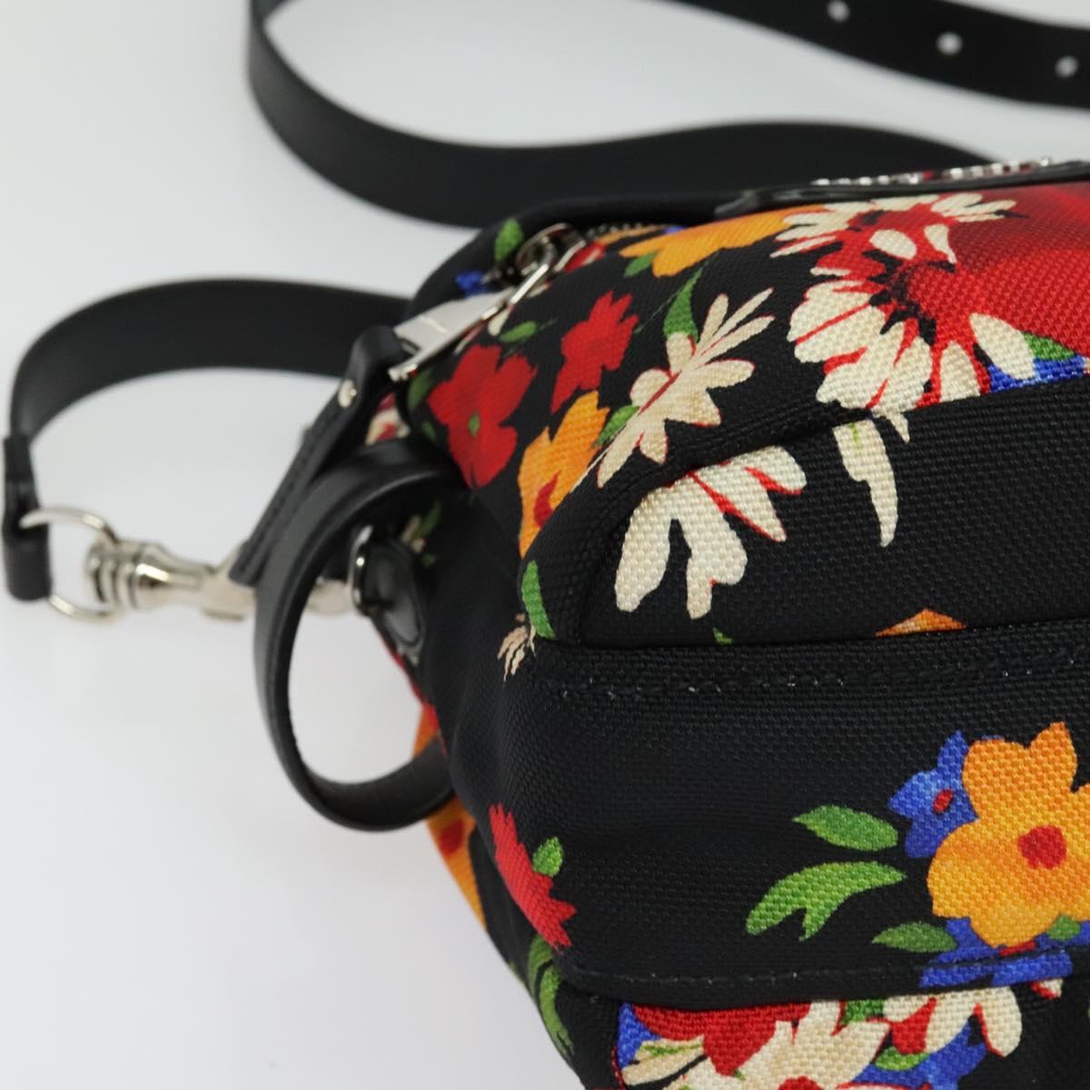 Miu Miu Shoulder Bag Canvas Black Gold Auth 132826