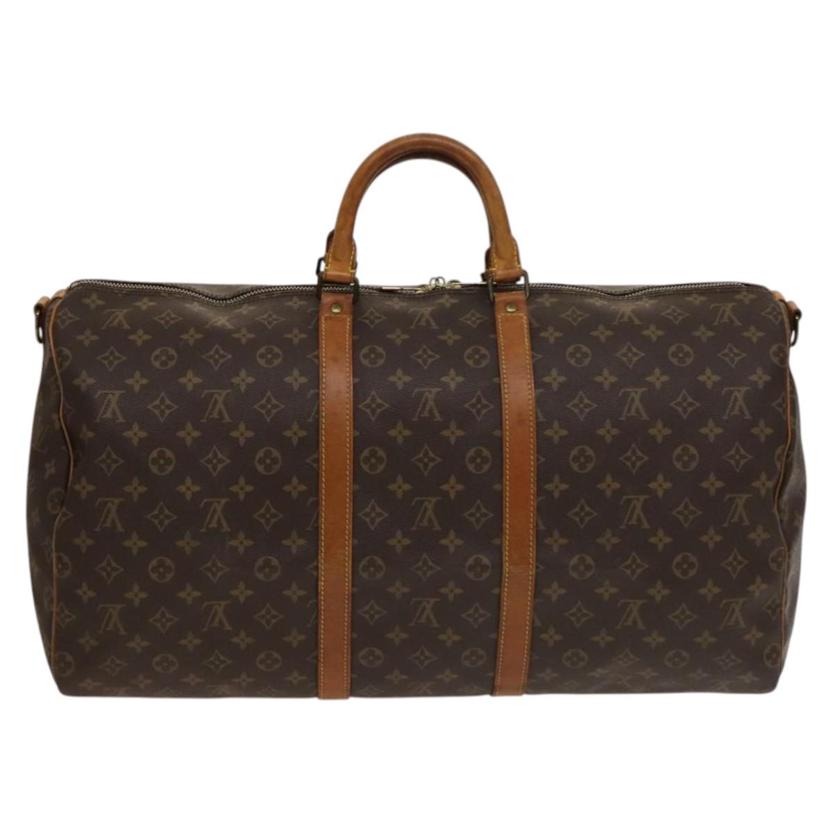 LOUIS VUITTON Monogram Keepall Bandouliere 55 Boston Bag M41414 LV Auth 132834