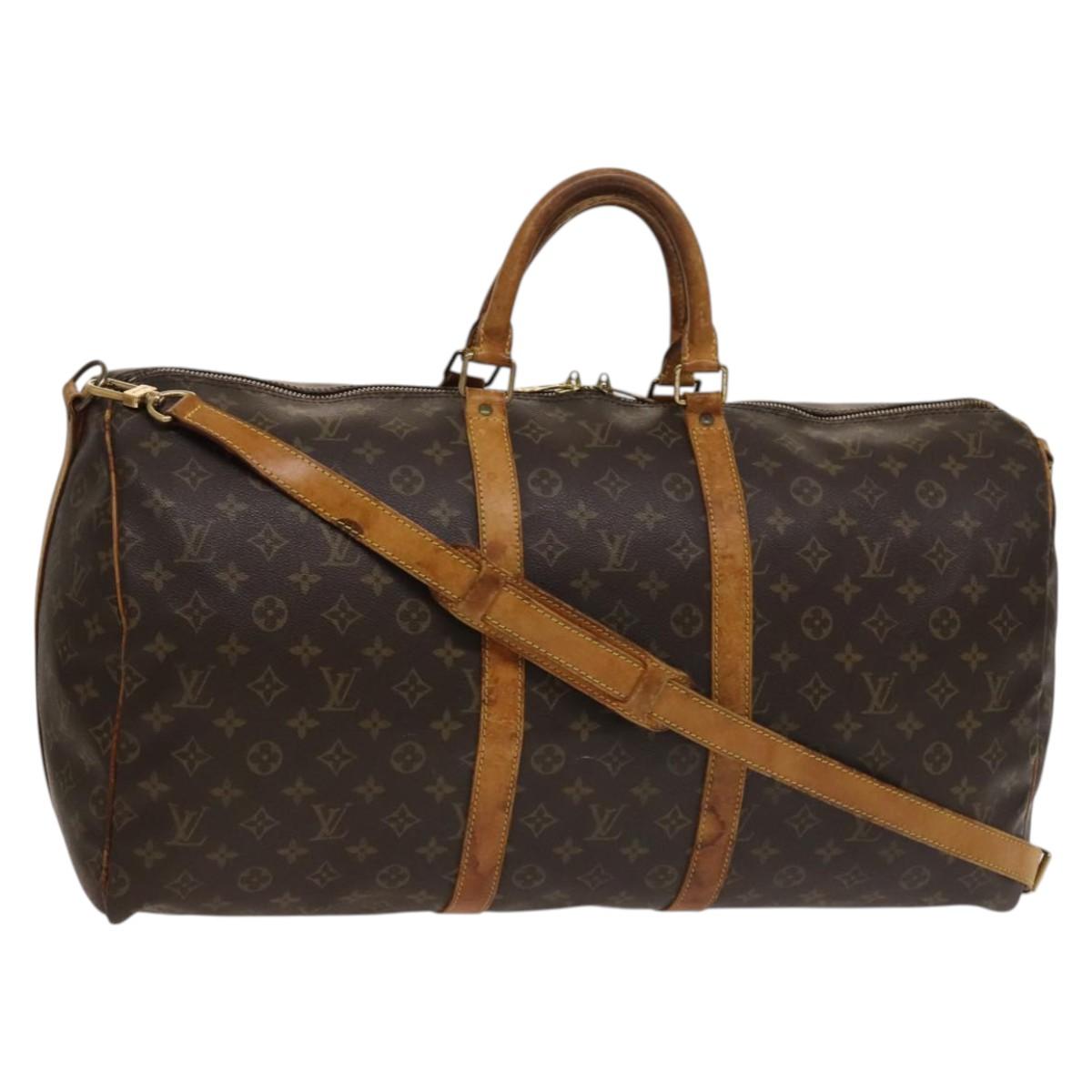 LOUIS VUITTON Monogram Keepall Bandouliere 55 Boston Bag M41414 LV Auth 132835