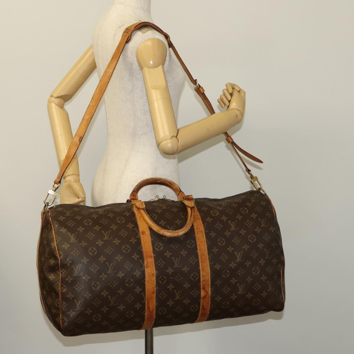 LOUIS VUITTON Monogram Keepall Bandouliere 55 Boston Bag M41414 LV Auth 132835