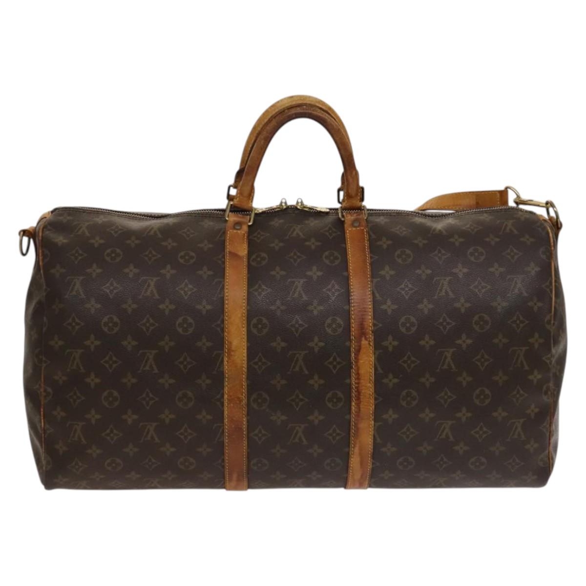 LOUIS VUITTON Monogram Keepall Bandouliere 55 Boston Bag M41414 LV Auth 132835