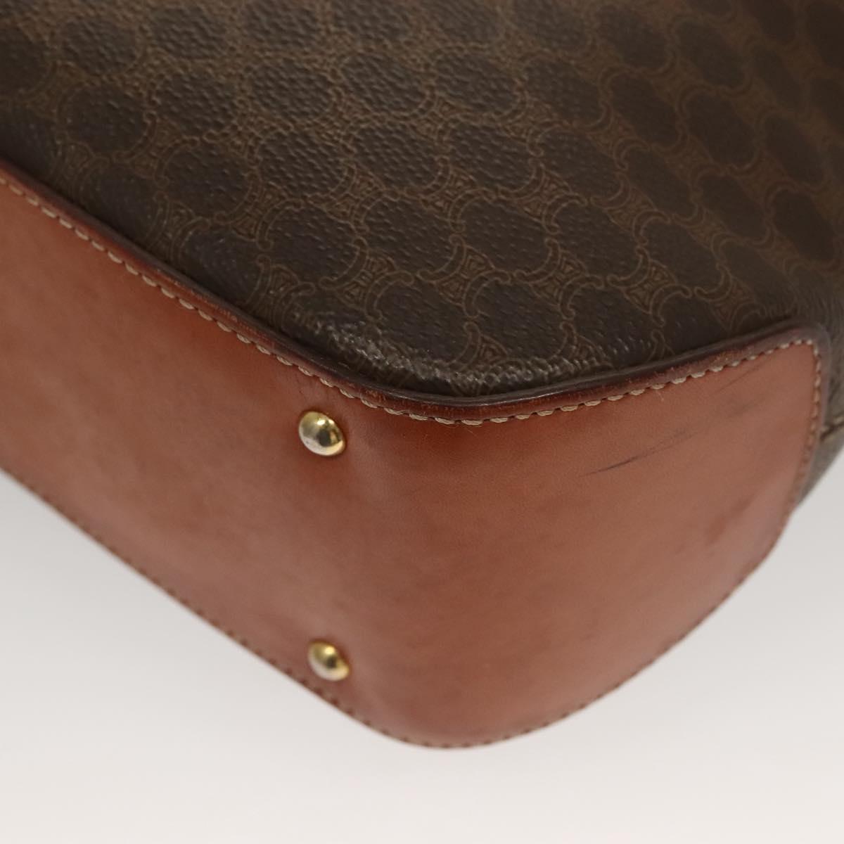 CELINE Macadam Canvas Hand Bag PVC Leather 2way Brown Gold Auth 132850