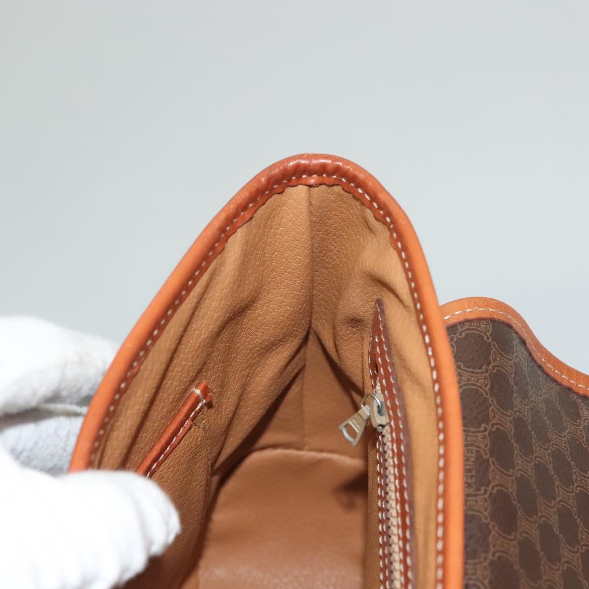 CELINE Macadam Canvas Hand Bag PVC Leather 2way Brown Gold Auth 132850