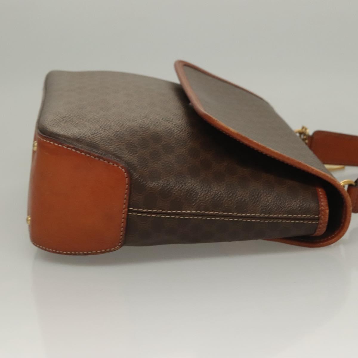 CELINE Macadam Canvas Hand Bag PVC Leather 2way Brown Gold Auth 132850