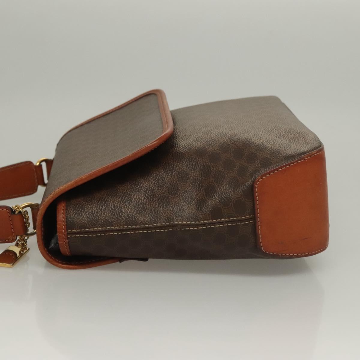 CELINE Macadam Canvas Hand Bag PVC Leather 2way Brown Gold Auth 132850