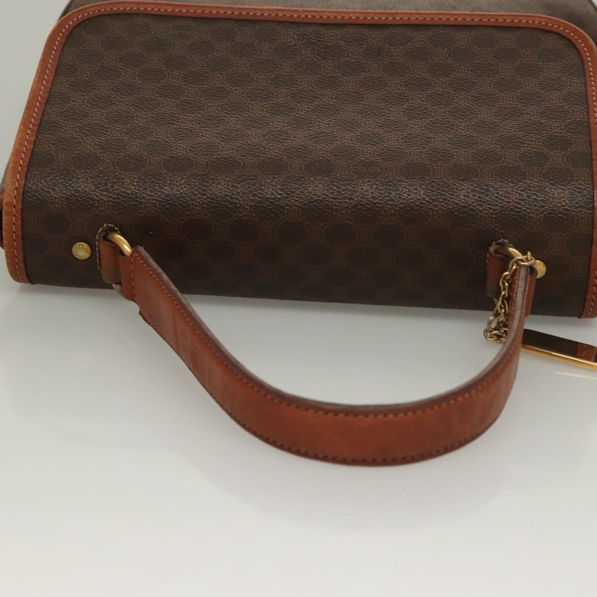 CELINE Macadam Canvas Hand Bag PVC Leather 2way Brown Gold Auth 132850