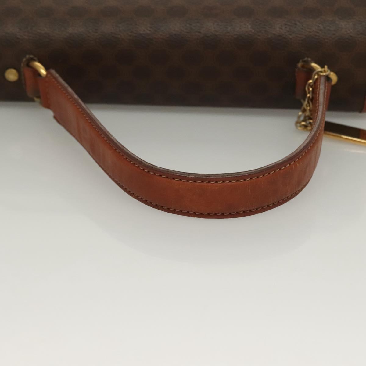 CELINE Macadam Canvas Hand Bag PVC Leather 2way Brown Gold Auth 132850