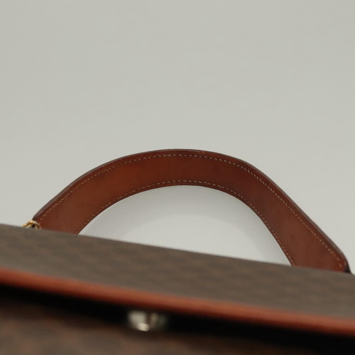 CELINE Macadam Canvas Hand Bag PVC Leather 2way Brown Gold Auth 132850
