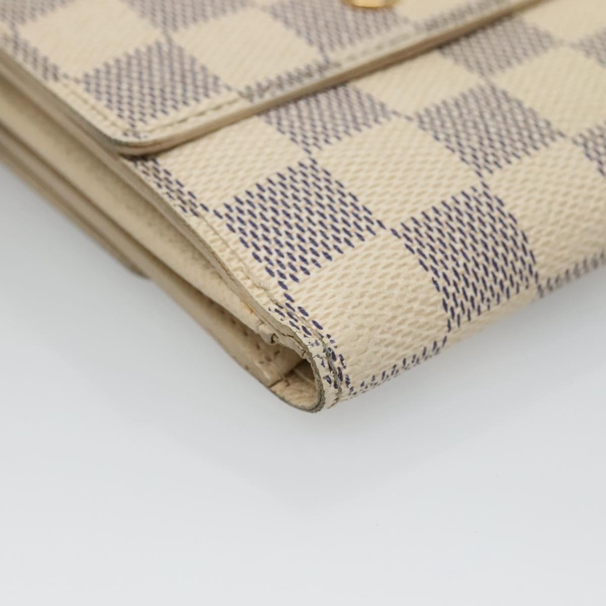 LOUIS VUITTON Damier Azur Portefeuille Elise Trifold Wallet N61733 Auth 132860