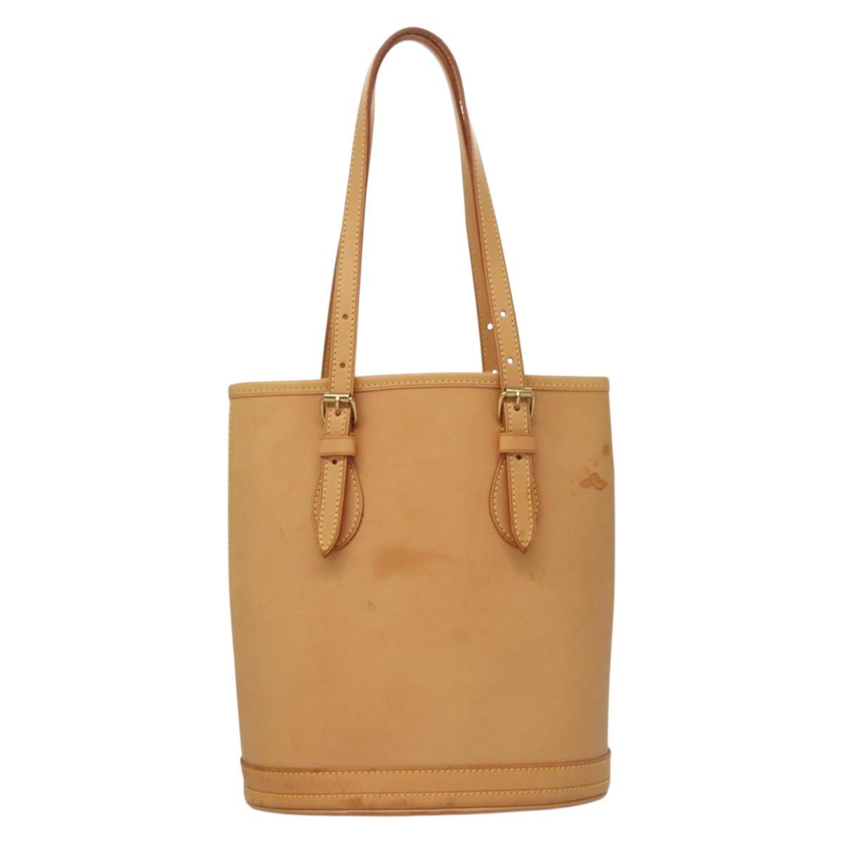 LOUIS VUITTON Nomad leather Bucket PM Shoulder Bag Beige M85001 LV Auth 132875A
