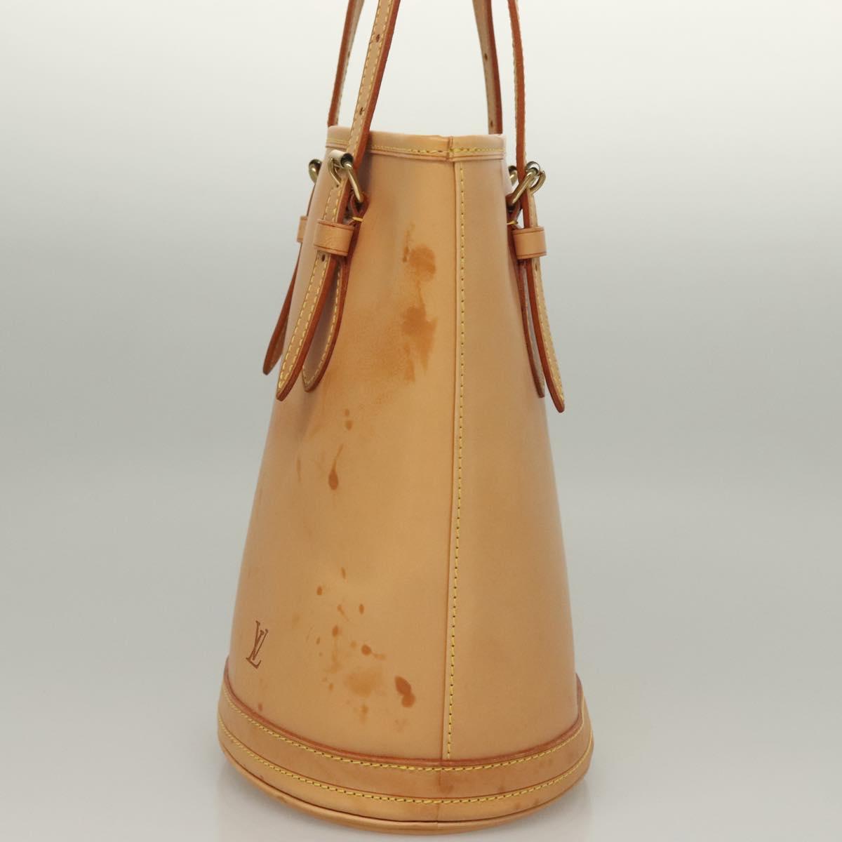 LOUIS VUITTON Nomad leather Bucket PM Shoulder Bag Beige M85001 LV Auth 132875A