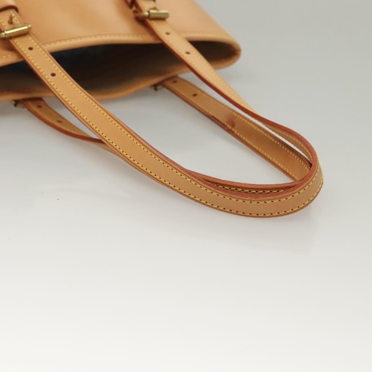LOUIS VUITTON Nomad leather Bucket PM Shoulder Bag Beige M85001 LV Auth 132875
