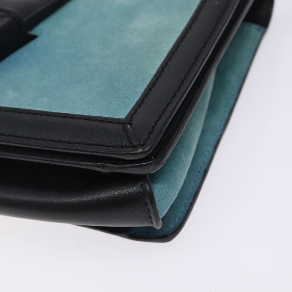 LOEWE Shoulder Bag Suede Blue Silver Auth 132888