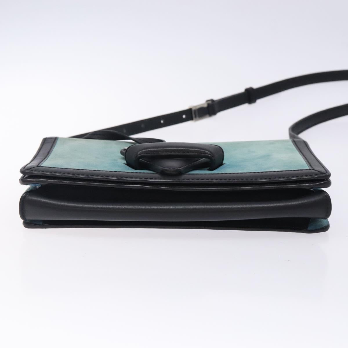 LOEWE Shoulder Bag Suede Blue Silver Auth 132888