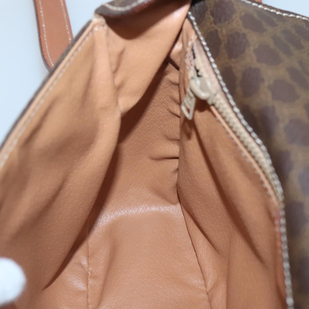 CELINE Macadam Canvas Shoulder Bag PVC Leather Brown Gold Auth 132889