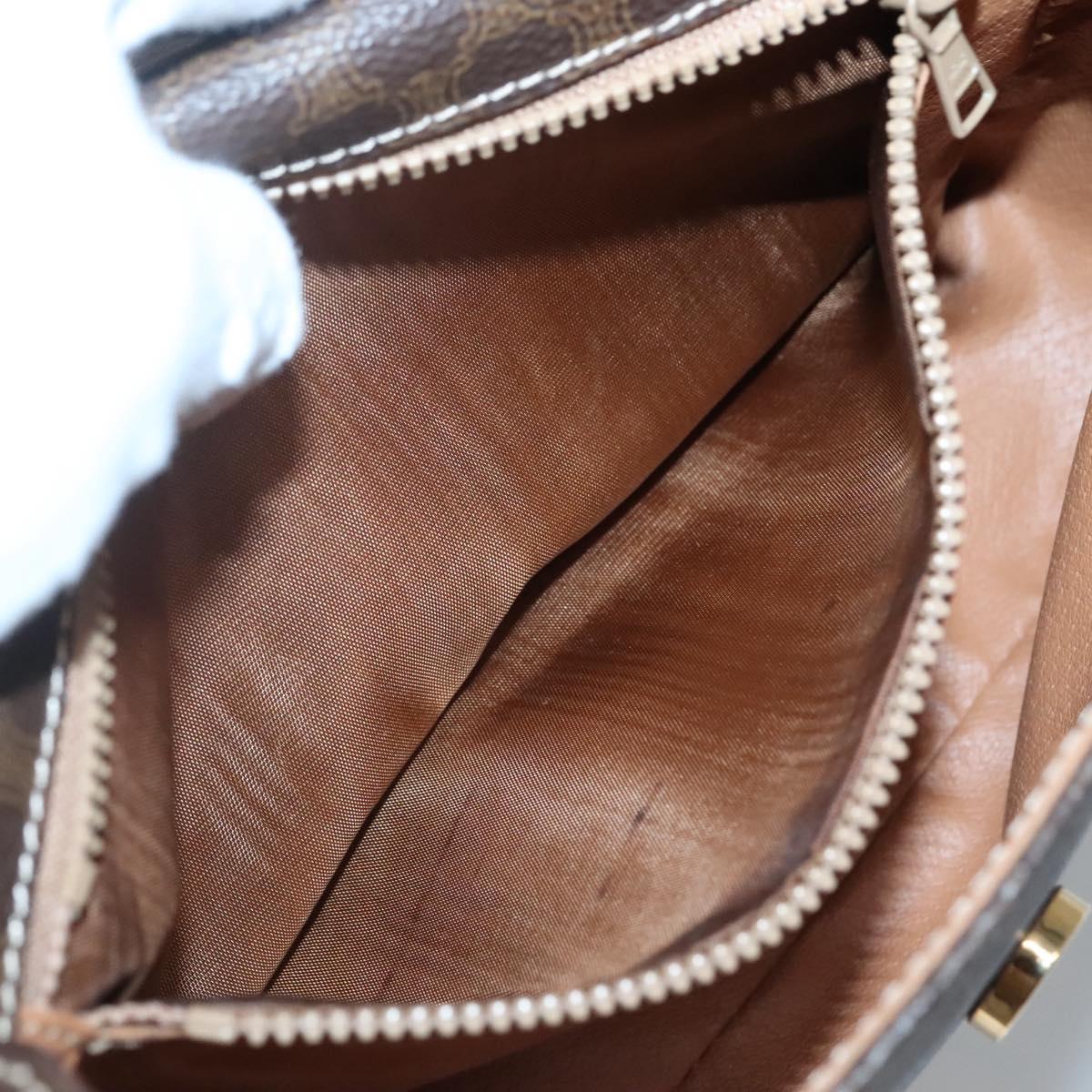CELINE Macadam Canvas Shoulder Bag PVC Leather Brown Gold Auth 132889