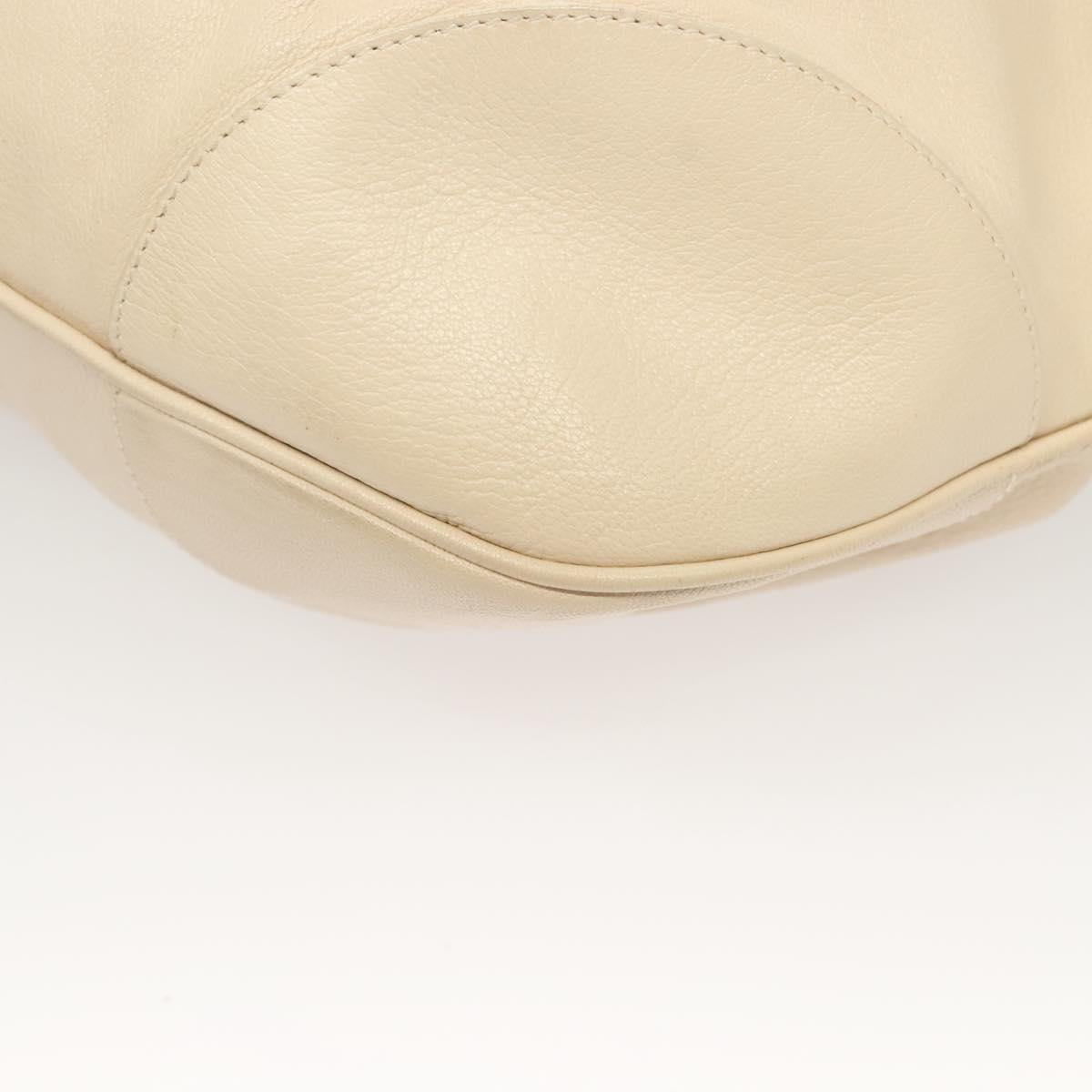 Salvatore Ferragamo Gancini Hand Bag Leather Ivory Silver Auth 132891