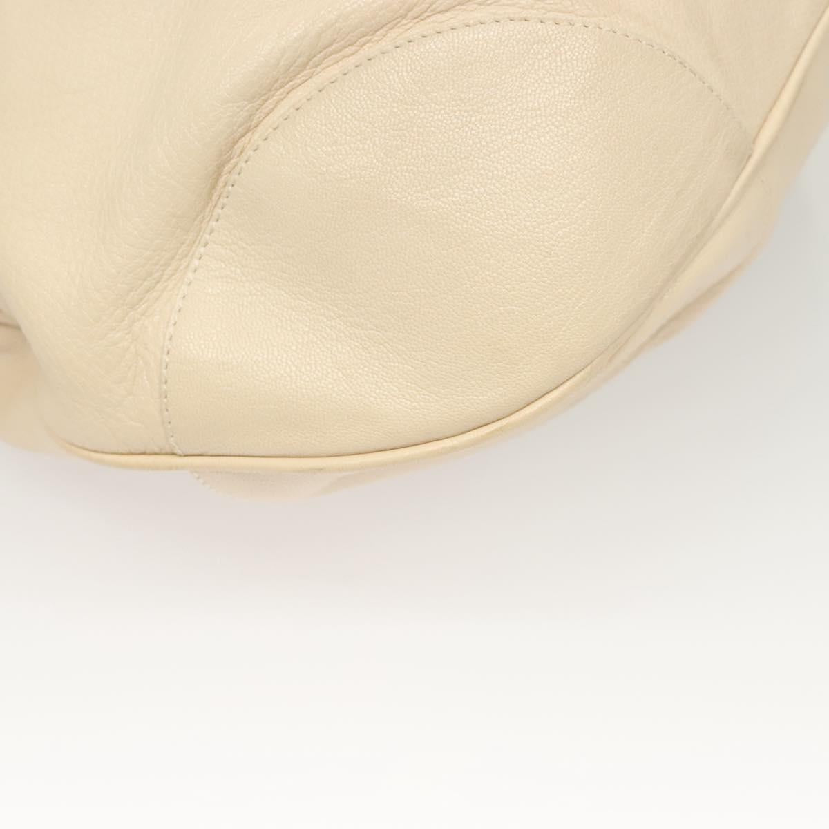 Salvatore Ferragamo Gancini Hand Bag Leather Ivory Silver Auth 132891