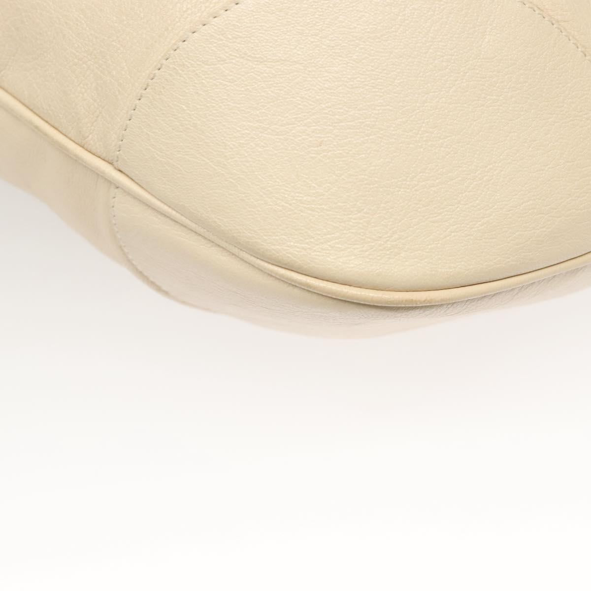 Salvatore Ferragamo Gancini Hand Bag Leather Ivory Silver Auth 132891